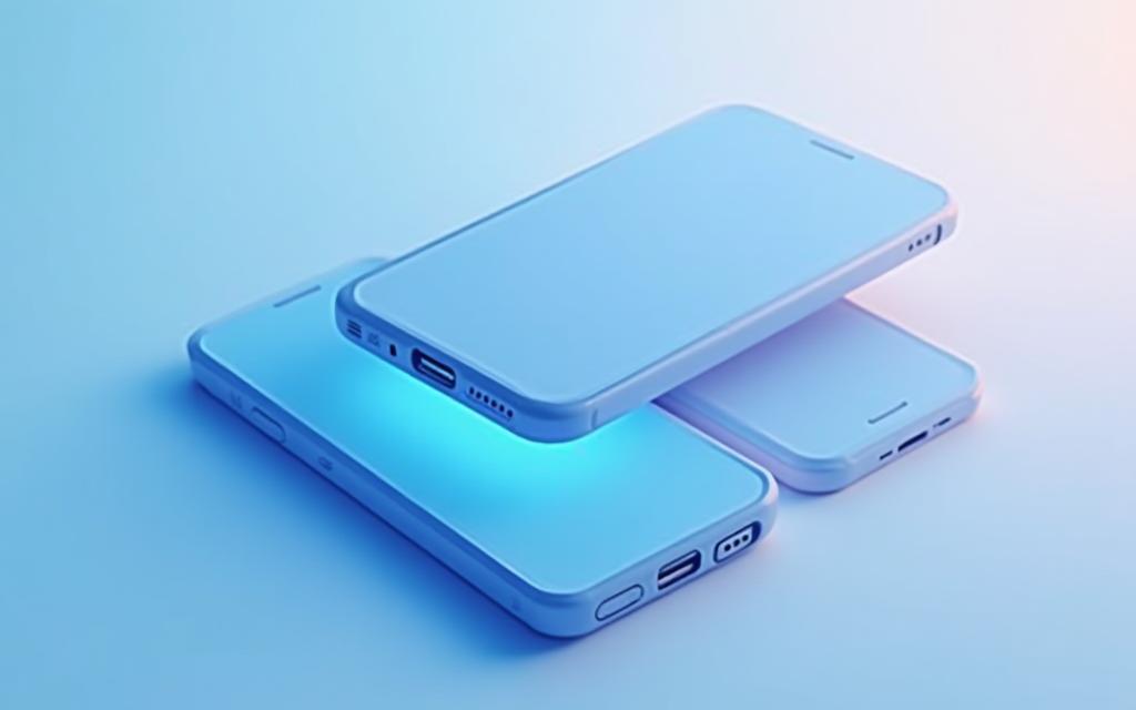 Stilisierte Smartphone-Mockups mit App-Screens im modernen Design